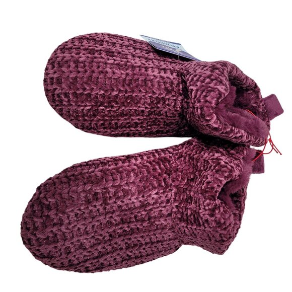 Dearfoams Marled Chenille Knit Bootie Slippers Leah Aubergine X-Large  (11-12 ) - Picture 2 of 10